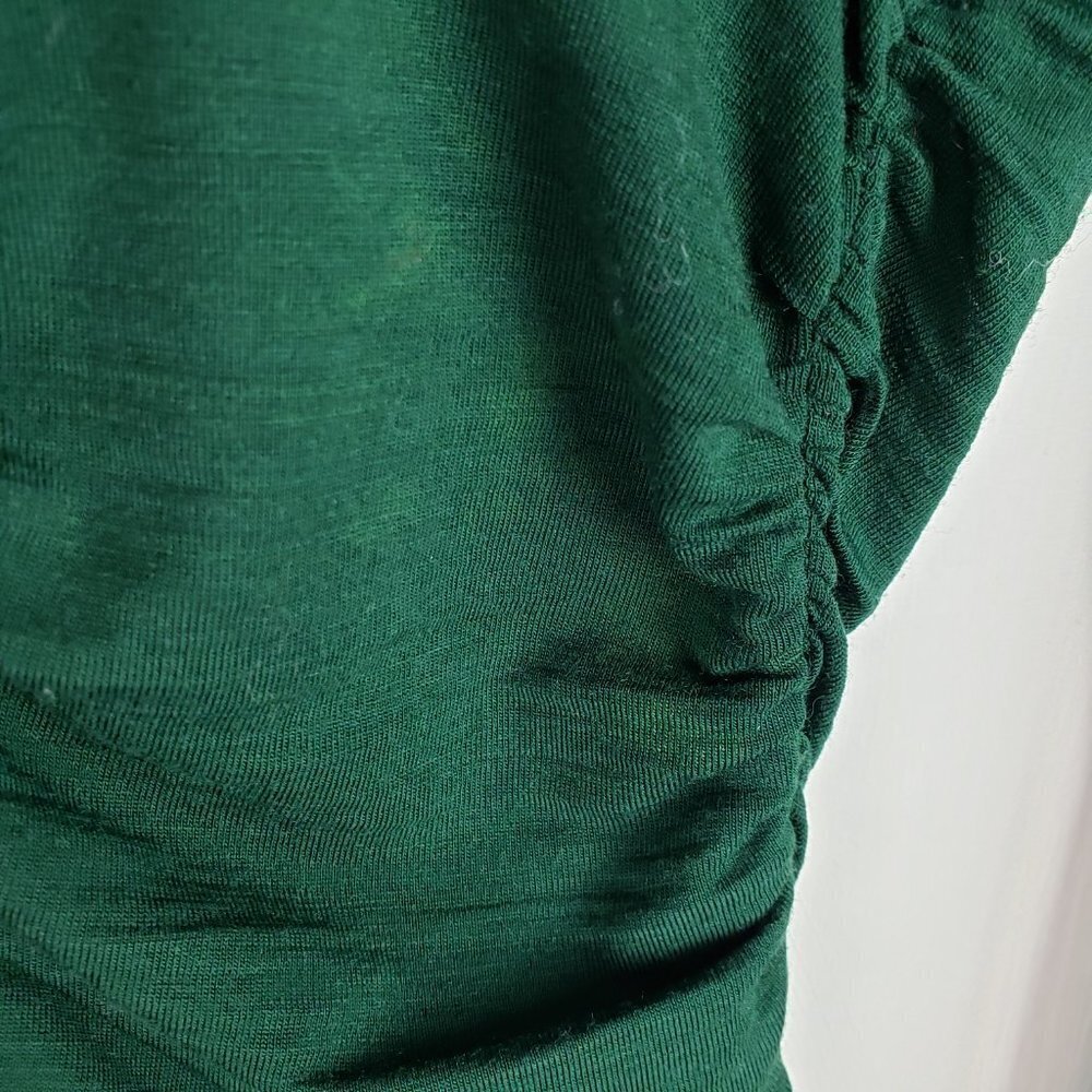 Susana Monaco Top Ruched Long Sleeve Green Wool Blend Size Medium - Picture 6 of 11